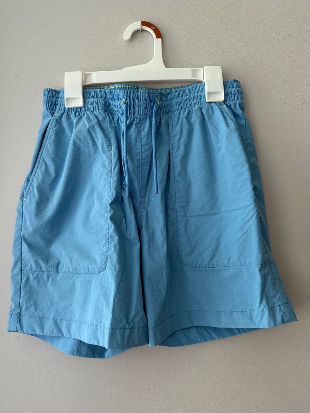 Jcrew Crewcuts Boys Light Blue Shorts with Lime Stitching Size 16